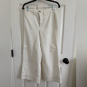 NWT Madewell Emmett Wide Leg Crop Off-White/Cream Corduroy Trousers SZ 26
